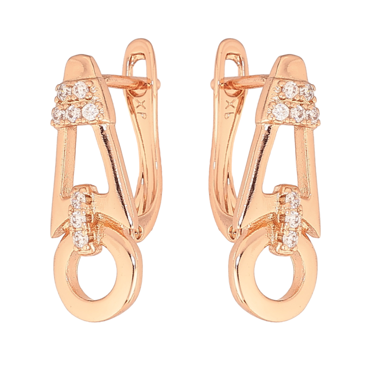 Сережки Xuping колір Позолота РО англійський замок "Візерунок з кристалами" фото №25