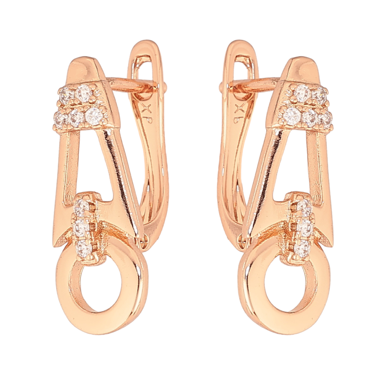 Сережки Xuping колір Позолота РО англійський замок "Візерунок з кристалами" фото №1