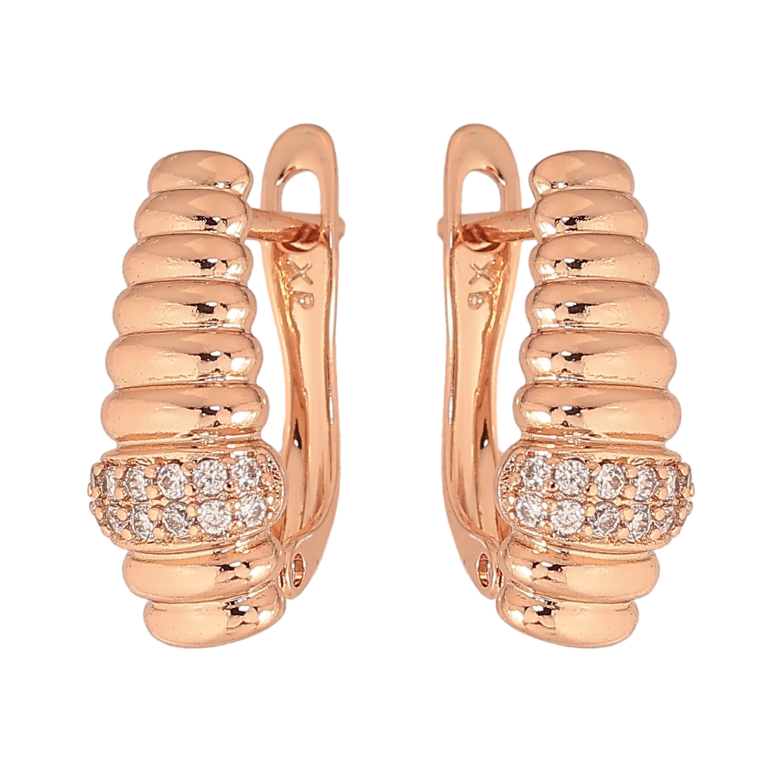 Серьги Xuping цвет Позолота РО английский замок "Узор с кристаллами" фото №1