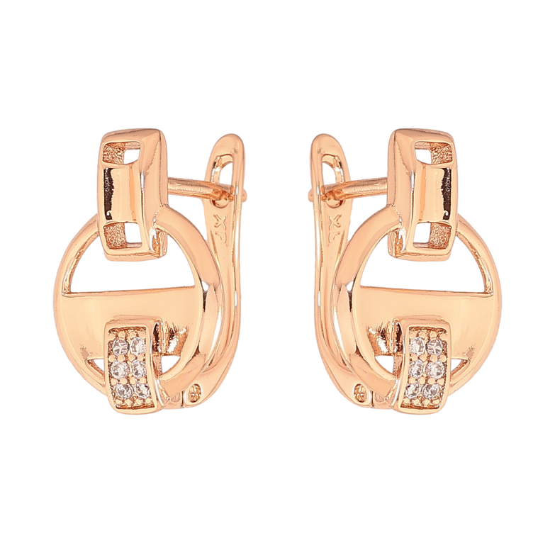 Серьги Xuping цвет Позолота РО английский замок "Узор с кристаллами" фото №1