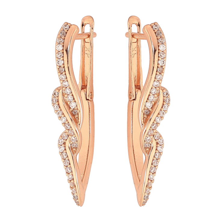 Сережки Xuping колір Позолота РО англійський замок "Візерунок з кристалами" фото №12