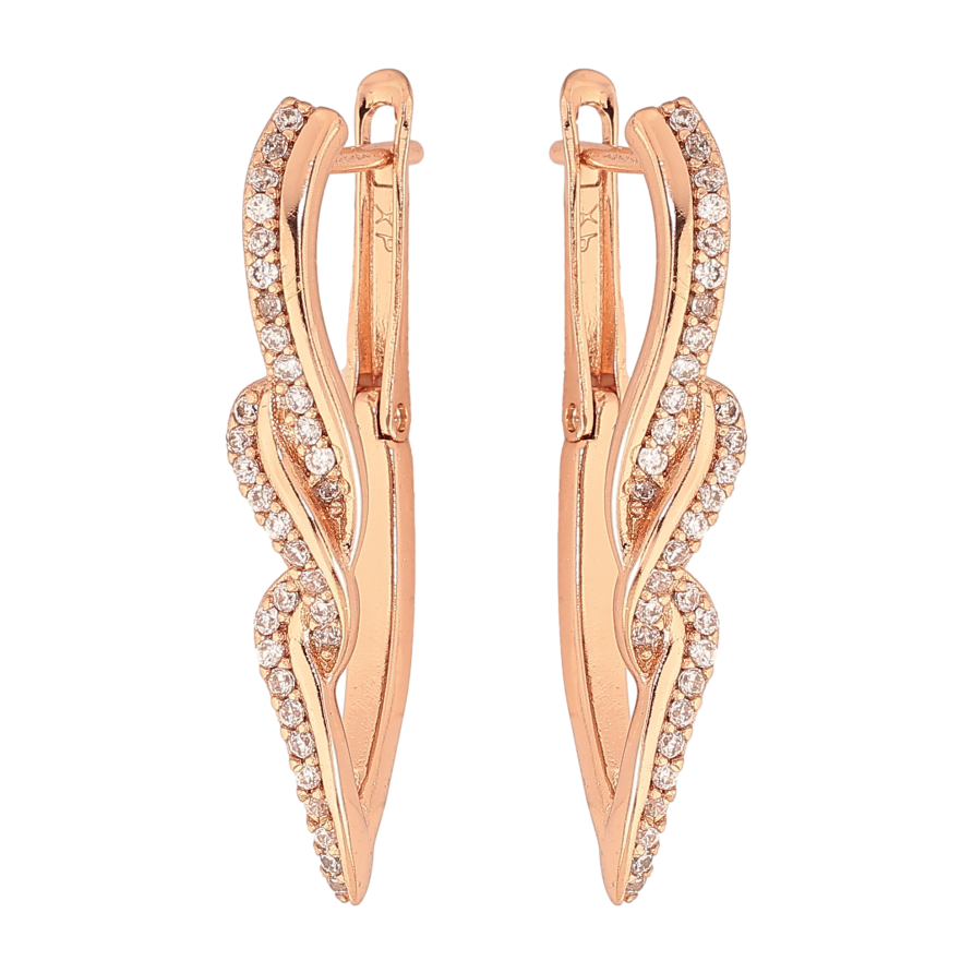 Сережки Xuping колір Позолота РО англійський замок "Візерунок з кристалами" фото №1