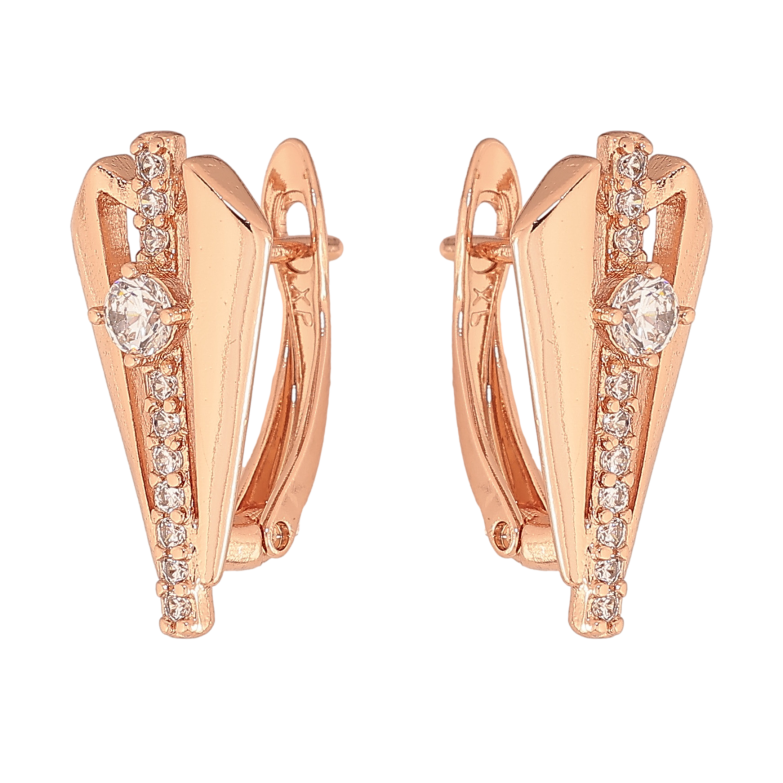 Сережки Xuping колір Позолота РО англійський замок "Візерунок з кристалами" фото №1