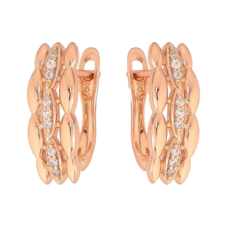 Сережки Xuping колір Позолота РО англійський замок "Візерунок з кристалами" фото №1