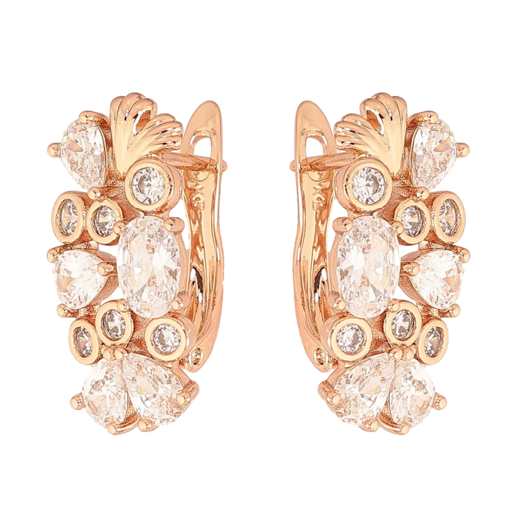 Сережки Xuping колір Позолота РО англійський замок "Візерунок з кристалами" фото №20