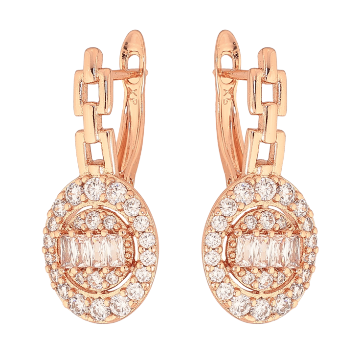 Сережки Xuping колір Позолота РО англійський замок "Візерунок з кристалами" фото №19