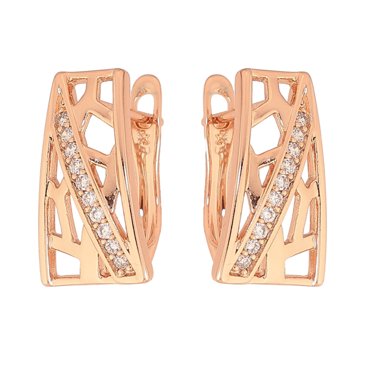 Сережки Xuping колір Позолота РО англійський замок "Візерунок з кристалами" фото №18