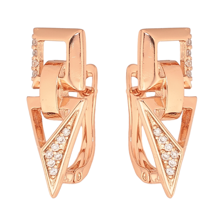 Сережки Xuping колір Позолота РО англійський замок "Візерунок з кристалами" фото №17