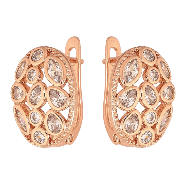 Сережки Xuping колір Позолота РО англійський замок "Візерунок з кристалами" фото №15