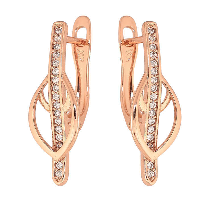 Сережки Xuping колір Позолота РО англійський замок "Візерунок з кристалами" фото №14