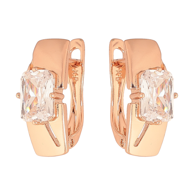 Серьги Xuping цвет Позолота РО английский замок "Кристальная вставка" фото №1