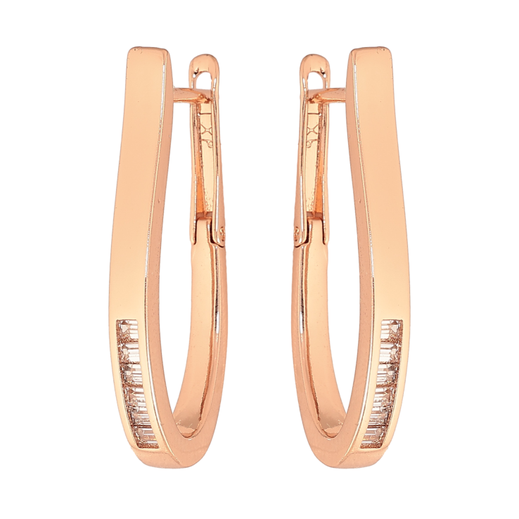 Сережки Xuping колір Позолота РО англійський замок "Скоби з кристалами" фото №11