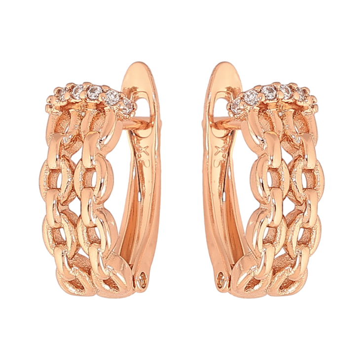 Сережки Xuping колір Позолота РО англійський замок "Візерунок з кристалами" фото №10