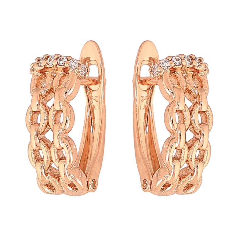 Серьги Xuping цвет Позолота РО английский замок "Узор с кристаллами" фото №1