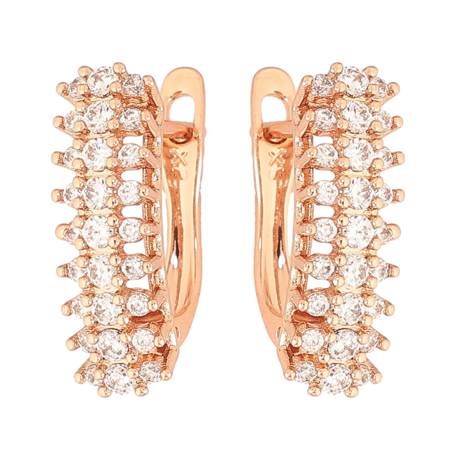 Серьги Xuping цвет Позолота РО английский замок "Инкрустация кристаллами" фото №1