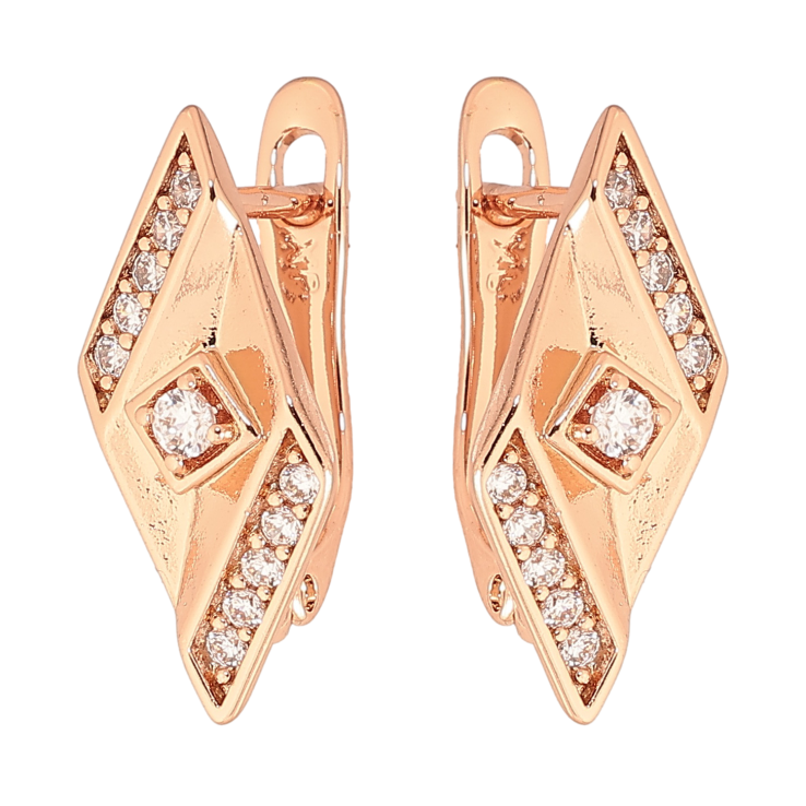 Сережки Xuping колір Позолота РО англійський замок "Візерунок з кристалами" фото №3