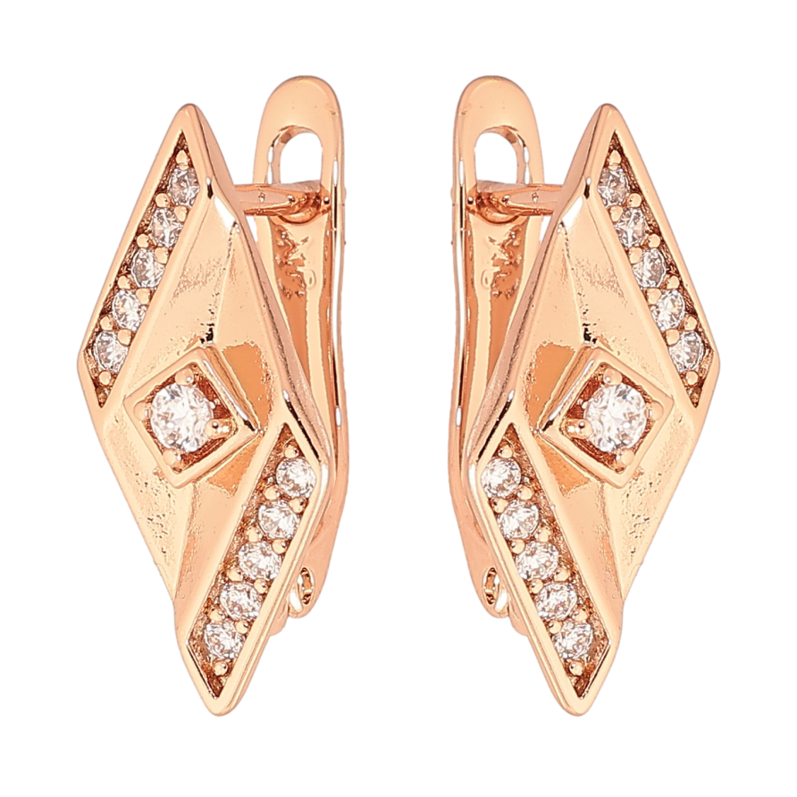 Серьги Xuping цвет Позолота РО английский замок "Узор с кристаллами" фото №1