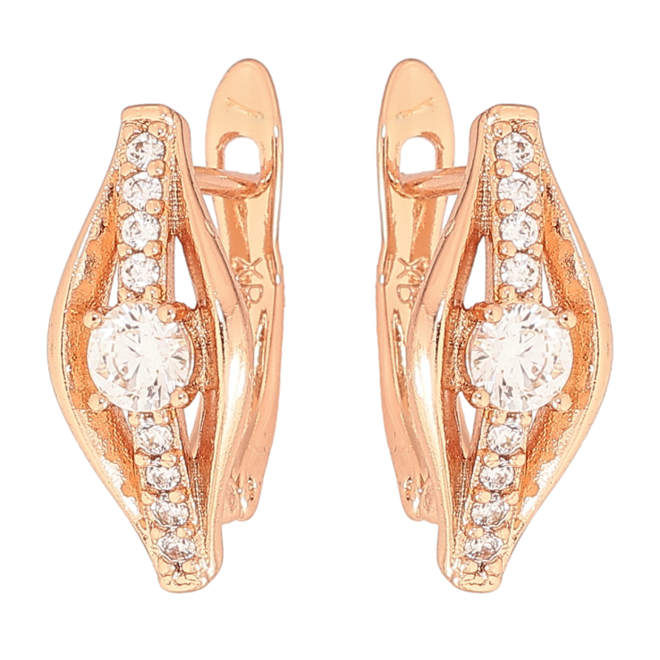 Сережки Xuping колір Позолота РО англійський замок "Візерунок з кристалами" фото №2