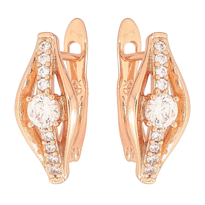 Серьги Xuping цвет Позолота РО английский замок "Узор с кристаллами" фото №1