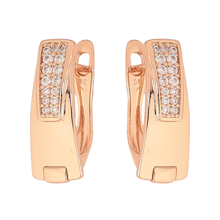 Сережки Xuping колір Позолота РО англійський замок "Візерунок з кристалами" фото №5