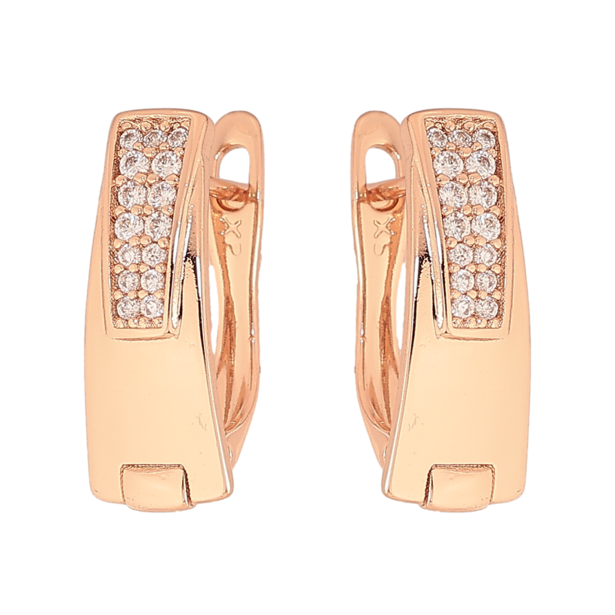 Серьги Xuping цвет Позолота РО английский замок "Узор с кристаллами" фото №1