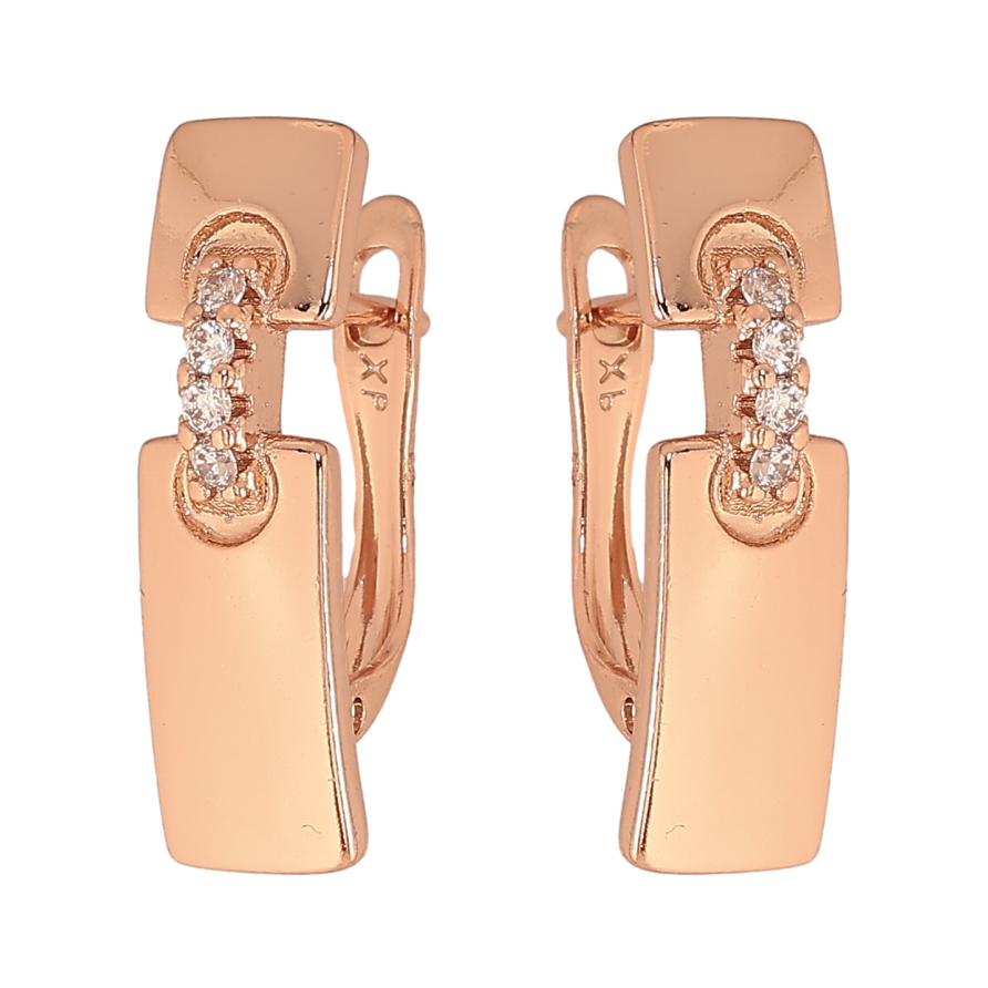 Серьги Xuping цвет Позолота РО английский замок "Узор с кристаллами" фото №1