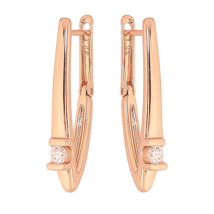 Сережки Xuping колір Позолота РО англійський замок "Скоби з кристалами" фото №3