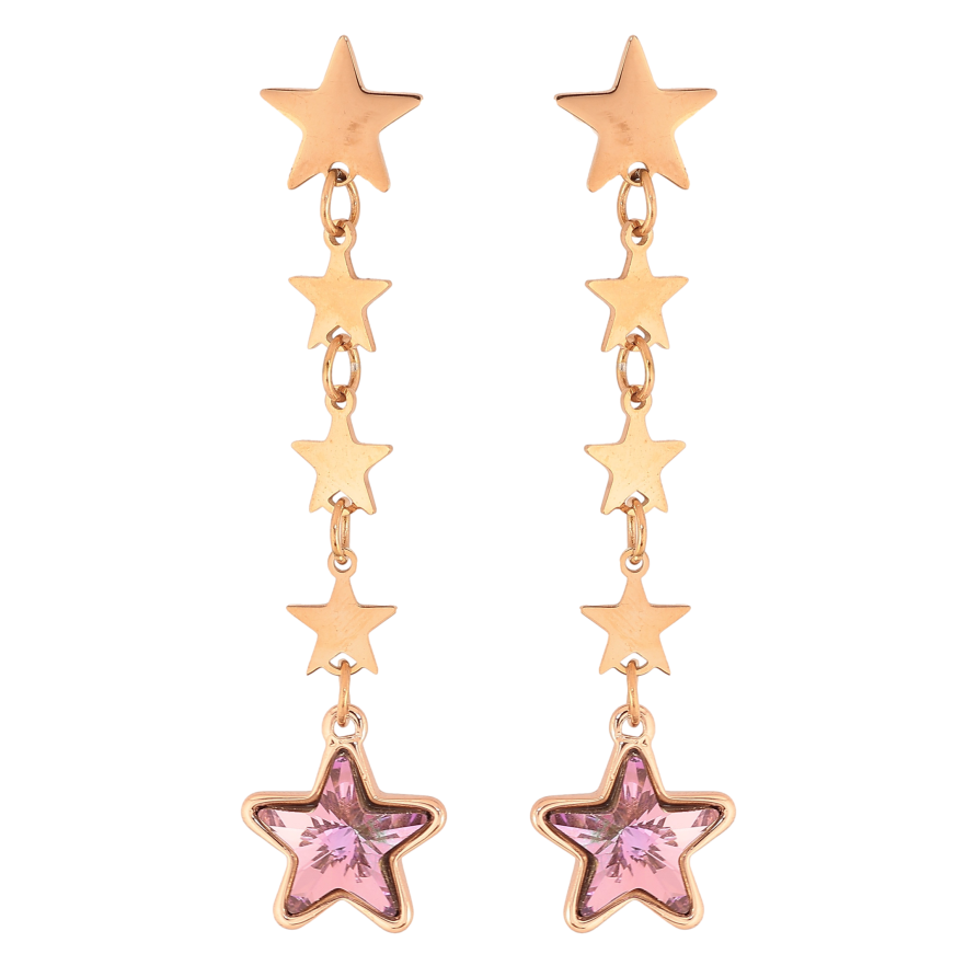 Серьги Xuping цвет РО с кристаллами Swarovski пусеты "Звездные подвески с кристаллами Paradise Shine" фото №1