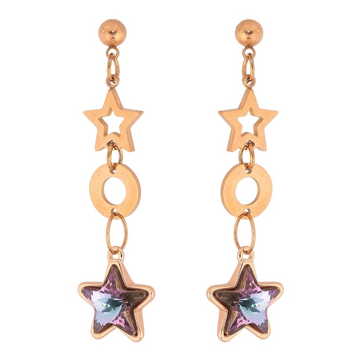 Серьги Xuping цвет РО с кристаллами Swarovski пусеты "Звездные подвески с кристаллами Paradise Shine" фото №17