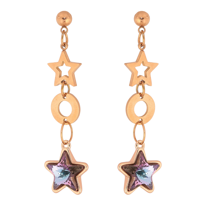 Серьги Xuping цвет РО с кристаллами Swarovski пусеты "Звездные подвески с кристаллами Paradise Shine" фото №1