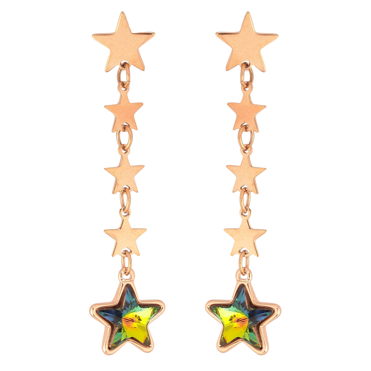 Серьги Xuping цвет РО с кристаллами Swarovski пусеты "Звездные подвески с кристаллами Vitrail Medium" фото №19