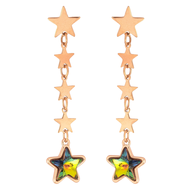 Сережки Xuping колір РВ з кристалами Swarovski пусети "Зоряні підвіски з кристалами Vitrail Medium" фото №1 Сережки Xuping колір РВ з кристалами Swarovski пусети "Зоряні підвіски з кристалами Vitrail Medium" фото №1