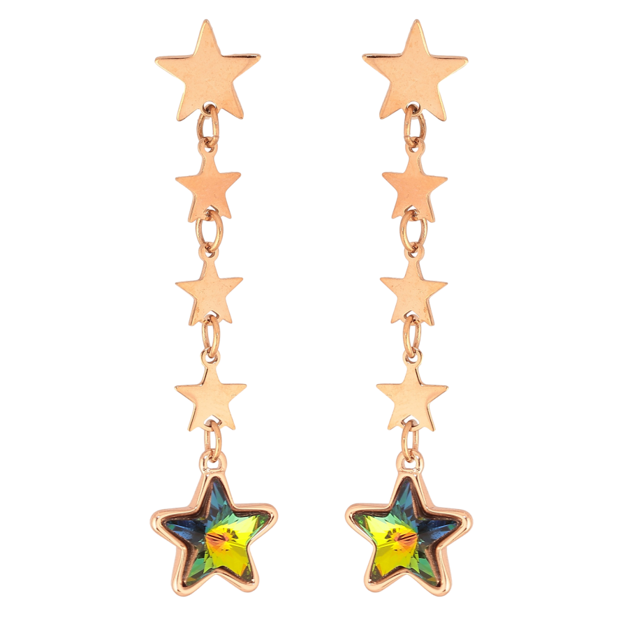 Сережки Xuping колір РВ з кристалами Swarovski пусети "Зоряні підвіски з кристалами Vitrail Medium" фото №1 Сережки Xuping колір РВ з кристалами Swarovski пусети "Зоряні підвіски з кристалами Vitrail Medium" фото №1