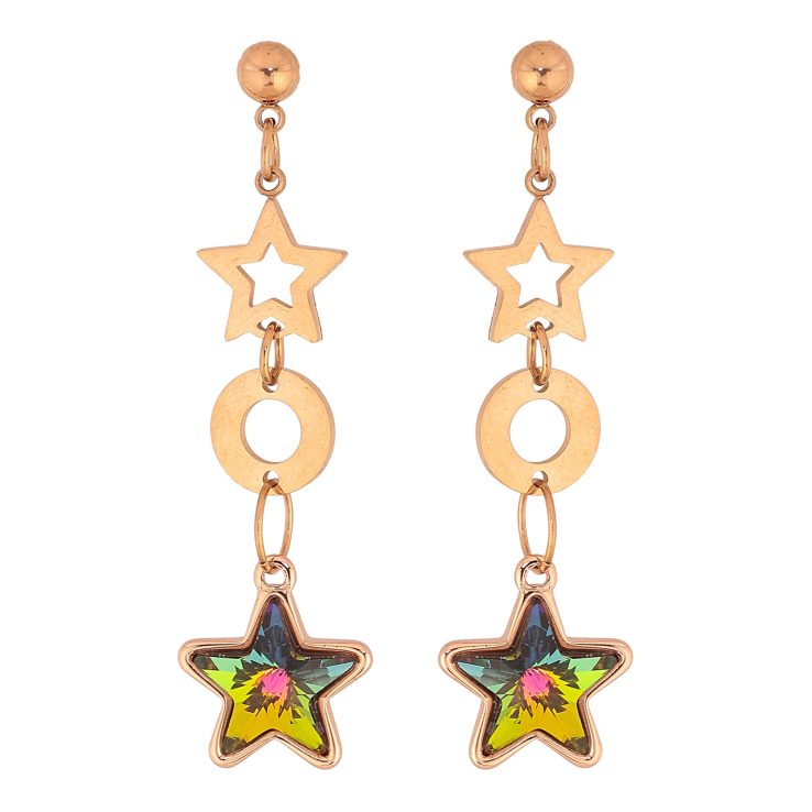 Серьги Xuping цвет РО с кристаллами Swarovski пусеты "Звездные подвески с кристаллами Vitrail Medium" фото №18