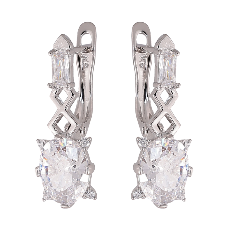 Сережки Xuping колір Родій англійський замок "Візерунок з кристалами" фото №1