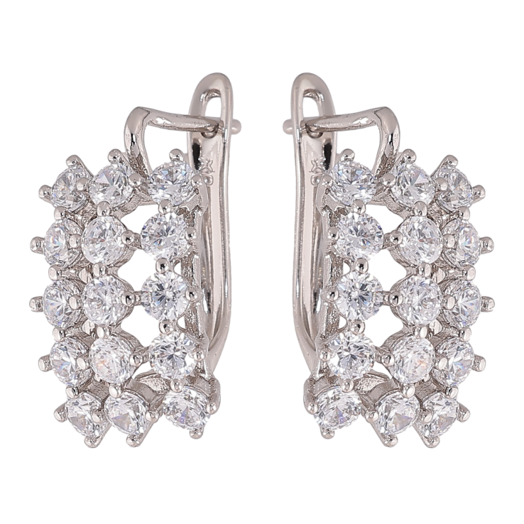 Серьги Xuping цвет Родий английский замок "Инкрустация кристаллами" фото №11