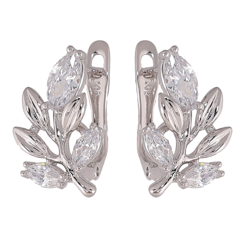 Сережки Xuping колір Родій англійський замок "Гілочки з кристалами" фото №1