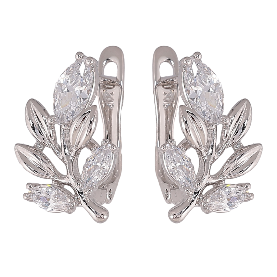 Сережки Xuping колір Родій англійський замок "Гілочки з кристалами" фото №1