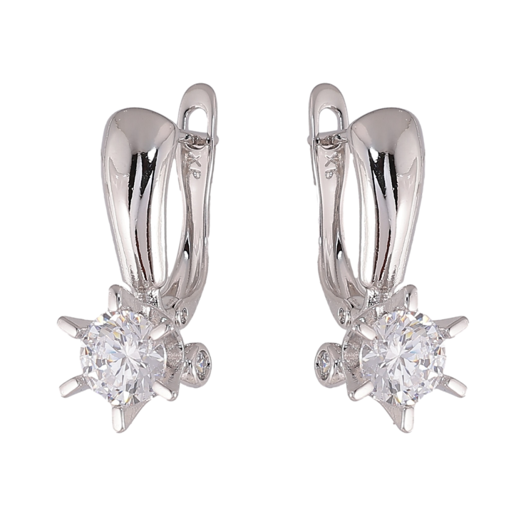 Серьги Xuping цвет Родий английский замок "Кристаллы на дужках" фото №12