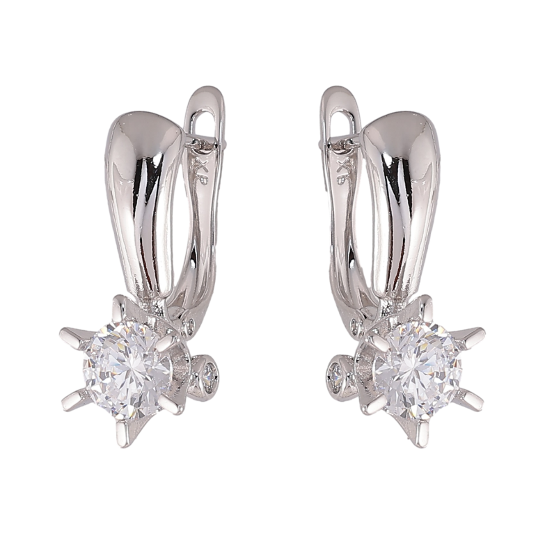 Серьги Xuping цвет Родий английский замок "Кристаллы на дужках" фото №1 Серьги Xuping цвет Родий английский замок "Кристаллы на дужках" фото №1