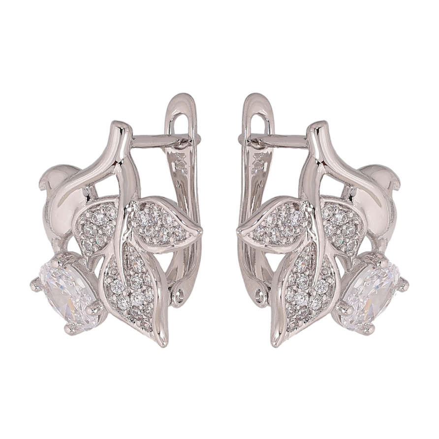 Сережки Xuping колір Родій англійський замок "Гілочки з кристалами" фото №1