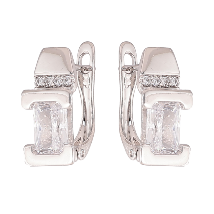 Сережки Xuping колір Родій англійський замок "Візерунок з кристалами" фото №11