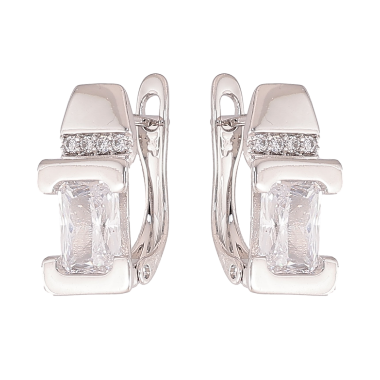 Сережки Xuping колір Родій англійський замок "Візерунок з кристалами" фото №1