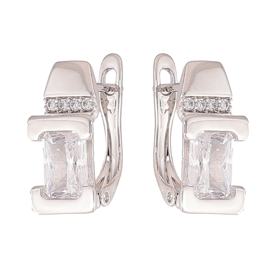 Сережки Xuping колір Родій англійський замок "Візерунок з кристалами" фото №1