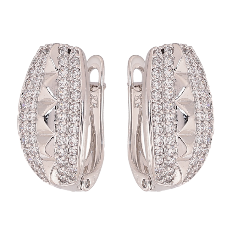 Сережки Xuping колір Родій англійський замок "Візерунок з кристалами" фото №9