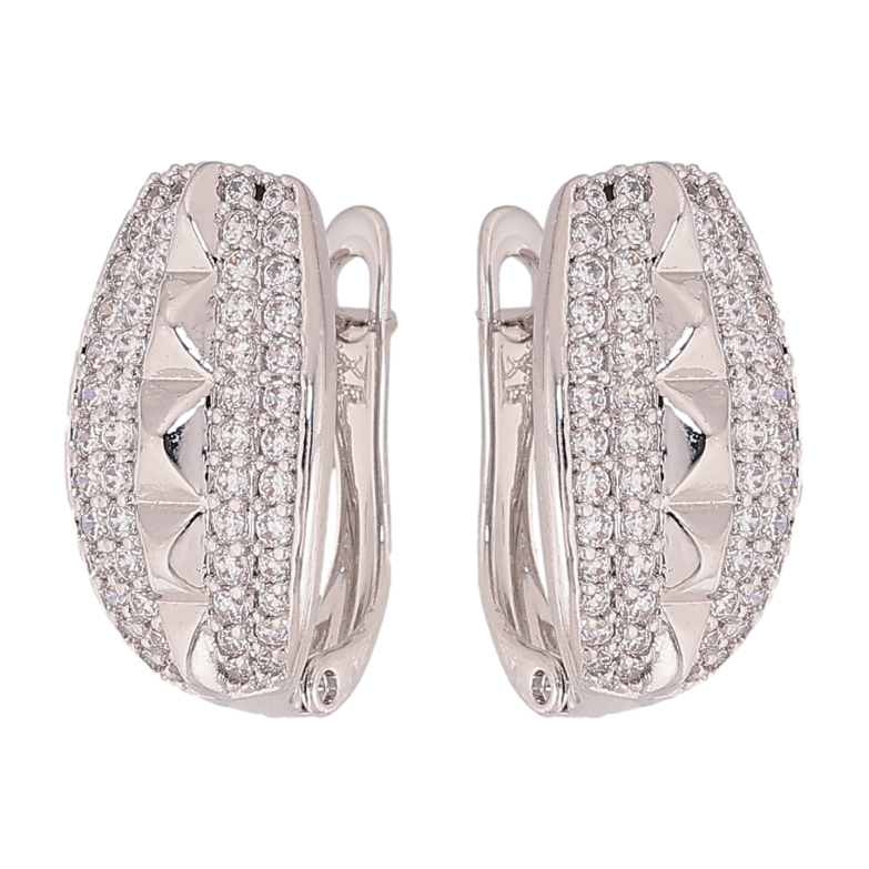 Сережки Xuping колір Родій англійський замок "Візерунок з кристалами" фото №1