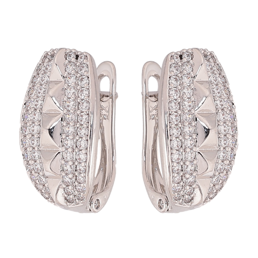 Сережки Xuping колір Родій англійський замок "Візерунок з кристалами" фото №1