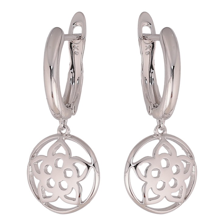 Серьги Xuping цвет Родий английский замок "Цветочки" фото №19