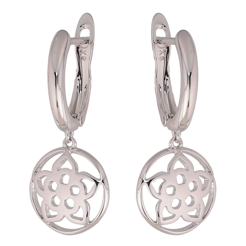 Серьги Xuping цвет Родий английский замок "Цветочки" фото №1