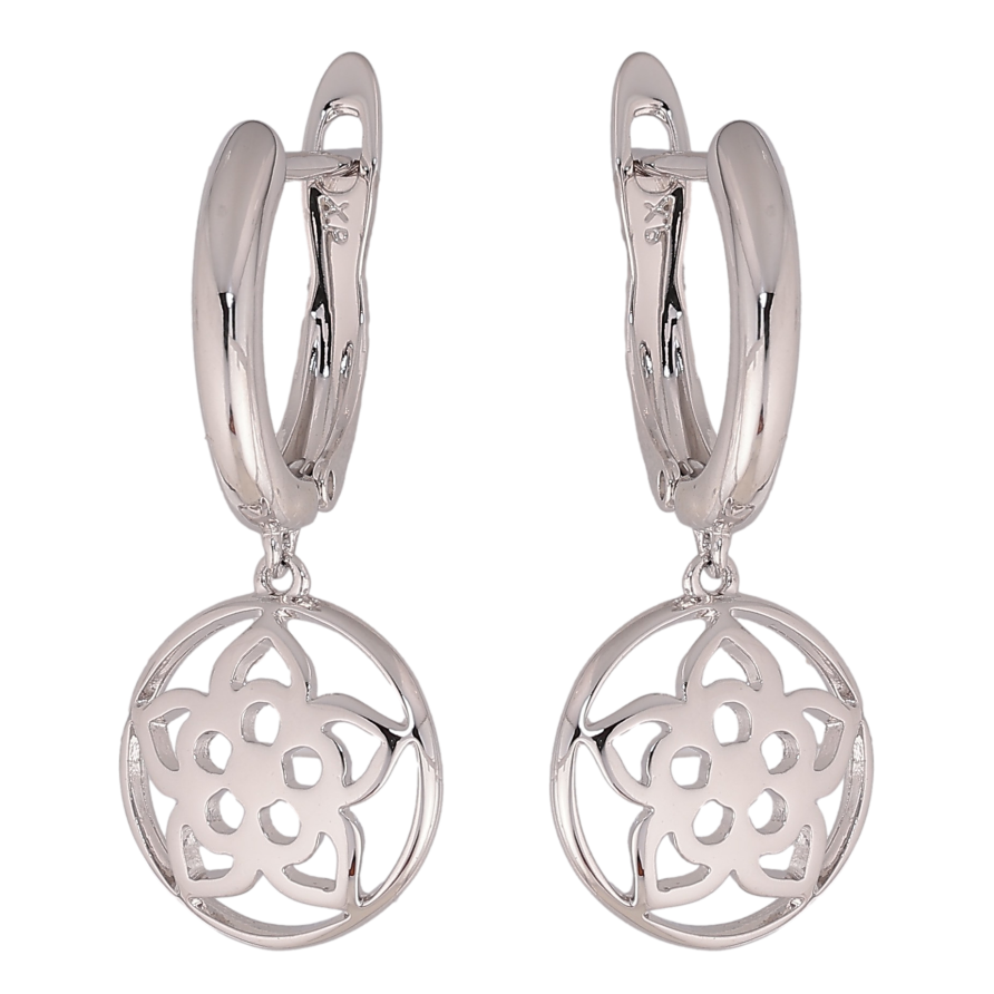 Серьги Xuping цвет Родий английский замок "Цветочки" фото №1 Серьги Xuping цвет Родий английский замок "Цветочки" фото №1